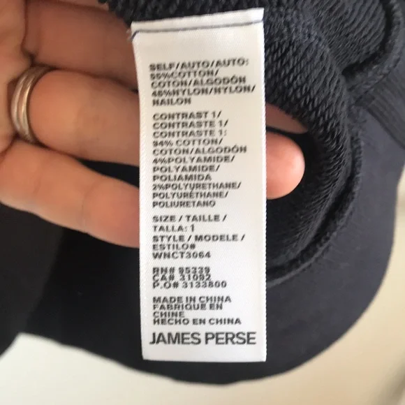 NWT James Perse raglan sweatshirt sz 1 dark navy - Picture 3 of 7